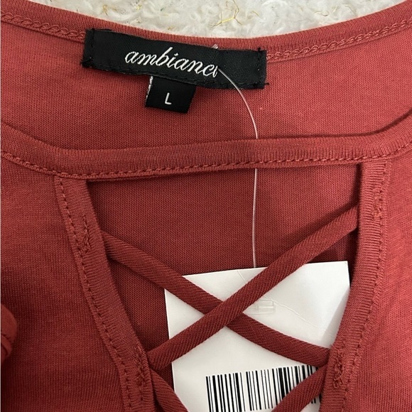 Ambiance Top long Sleeve Open Cold Shoulder Caged V Neckline - Picture 3 of 4